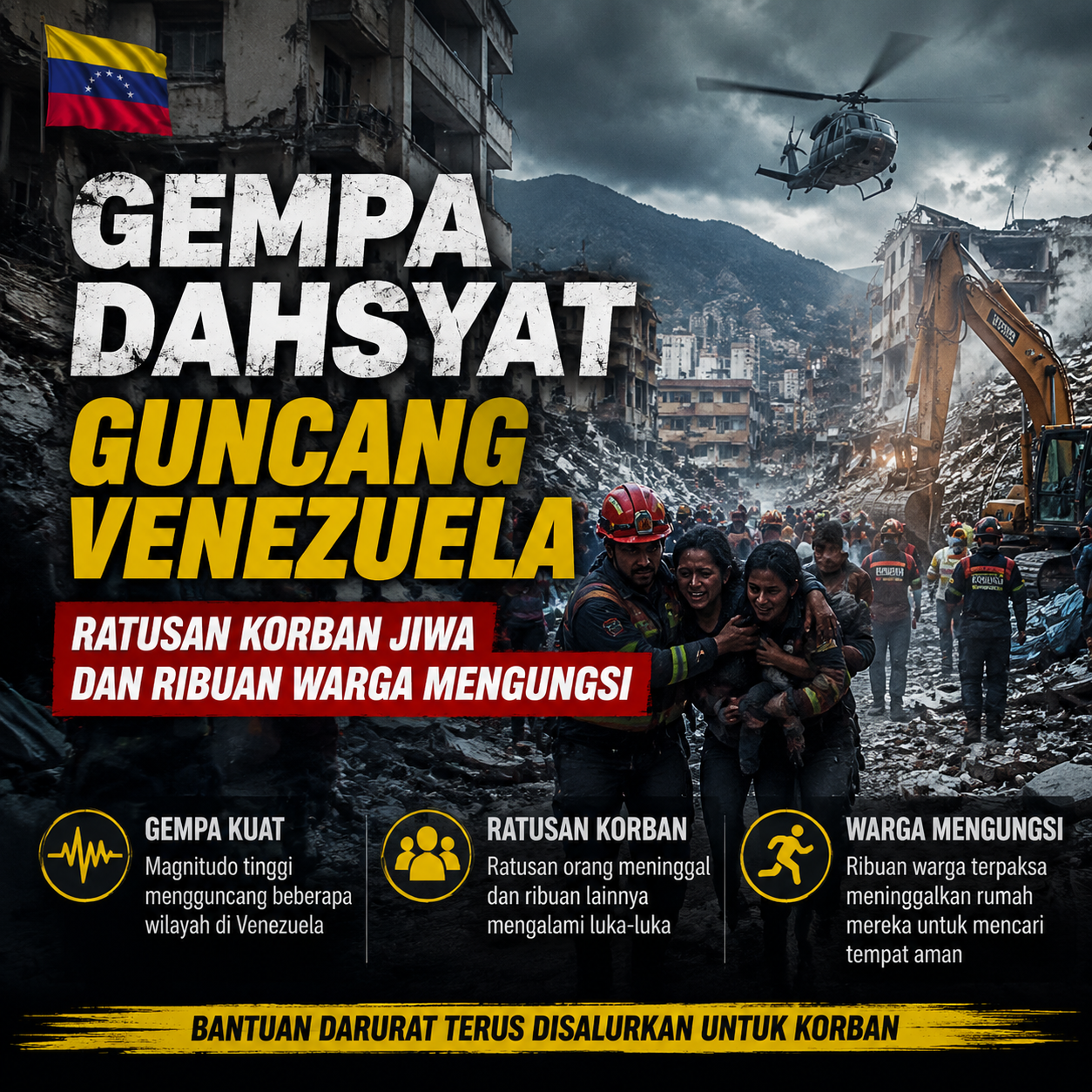Gempa Dahsyat Guncang Venezuela, Ratusan Korban Jiwa dan Ribuan Warga Mengungsi
